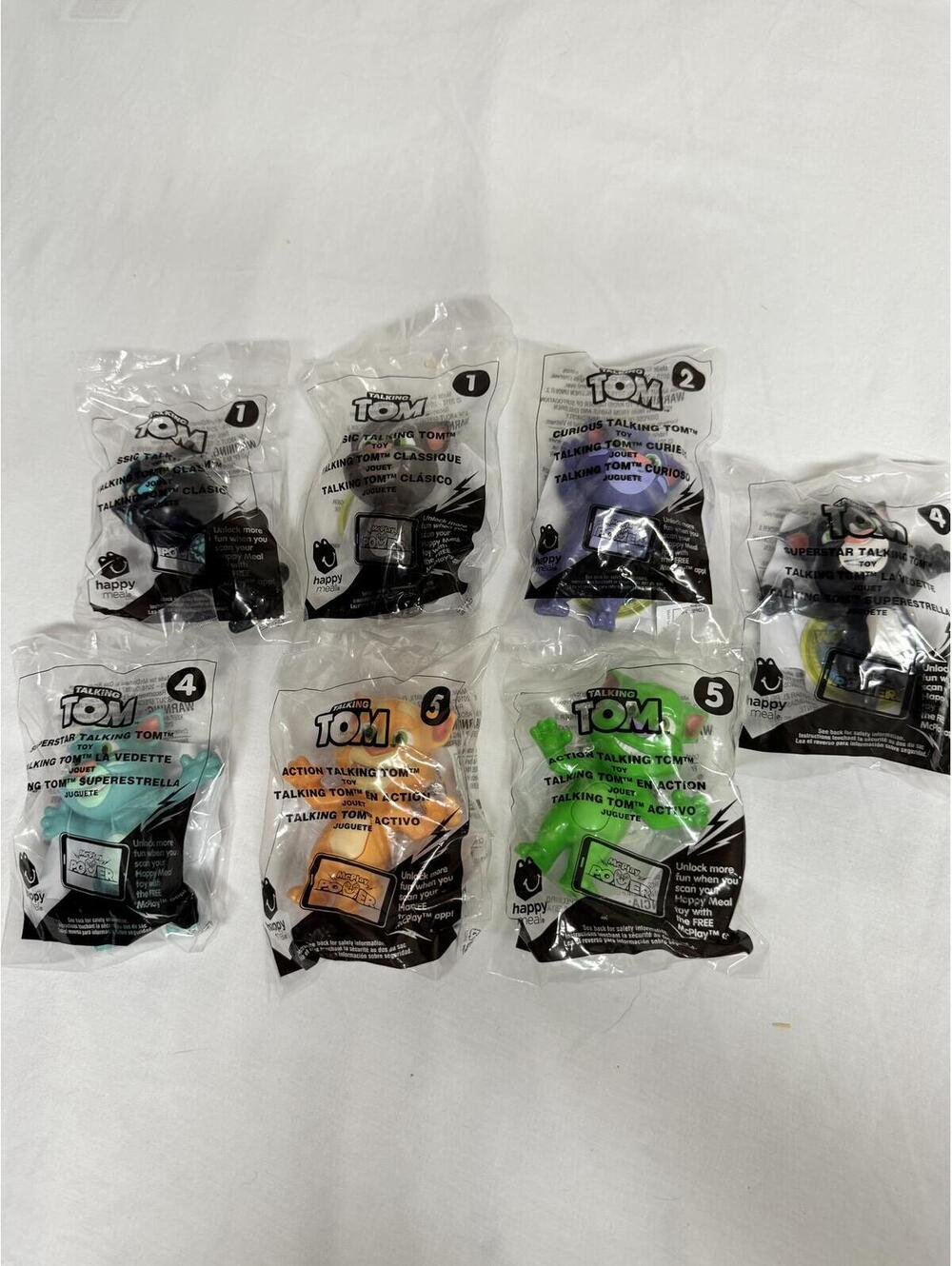 Lot of 7 Sealed 2016 McDonald’s Talking Tom Happy Meal Toys Color Variants